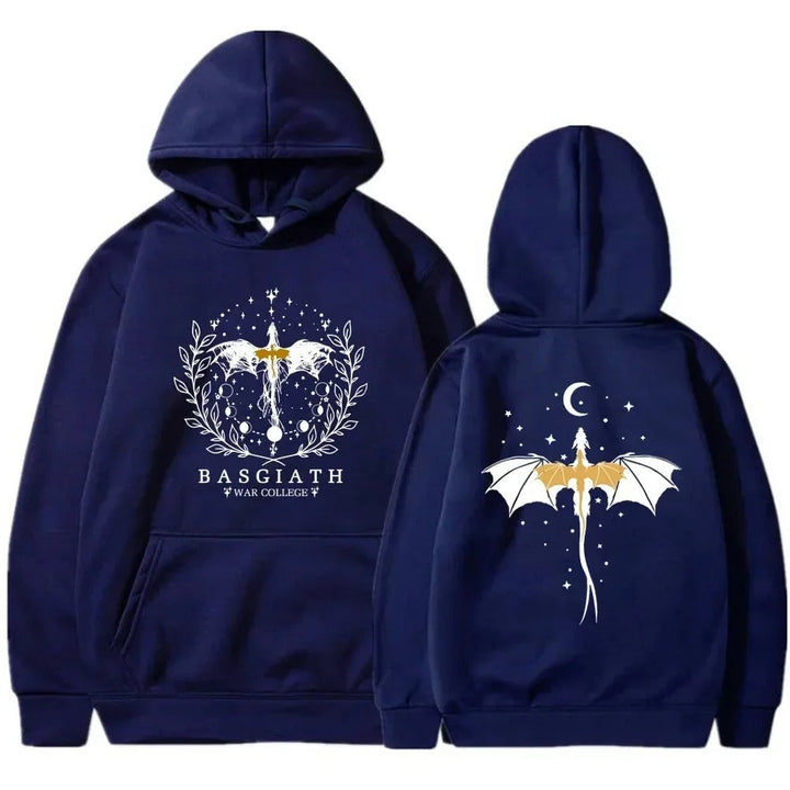 Stijlvolle unisex Fourth Wing hoodie, casual fandom kleding voor fans van Basgiath War College en fantasy boeken.
