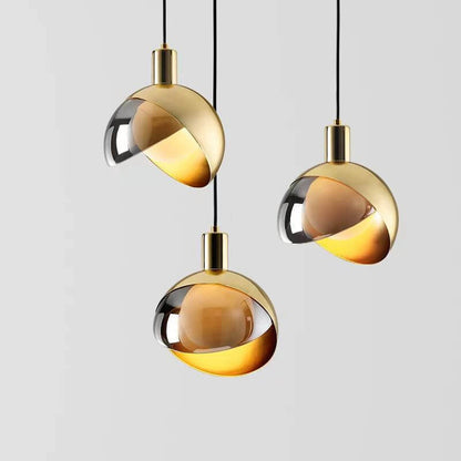 Hanglamp - Rokerig Glas & Goud