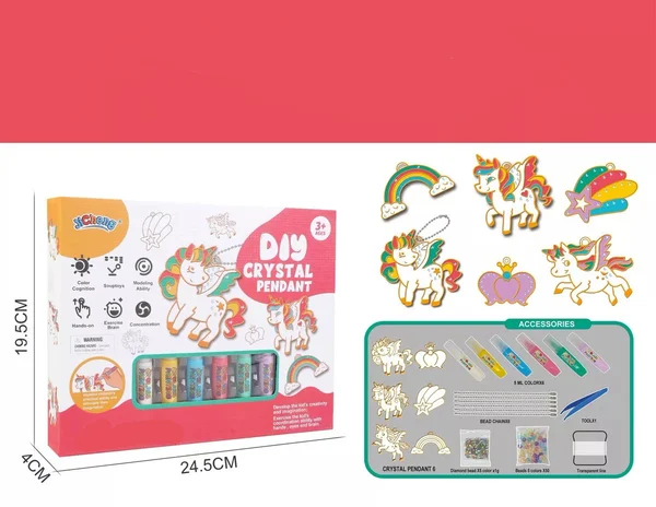 Kinderen maken zelf glinsterende kristallen met deze DIY knutselset. Educatief speelgoed voor creatieve ontwikkeling.