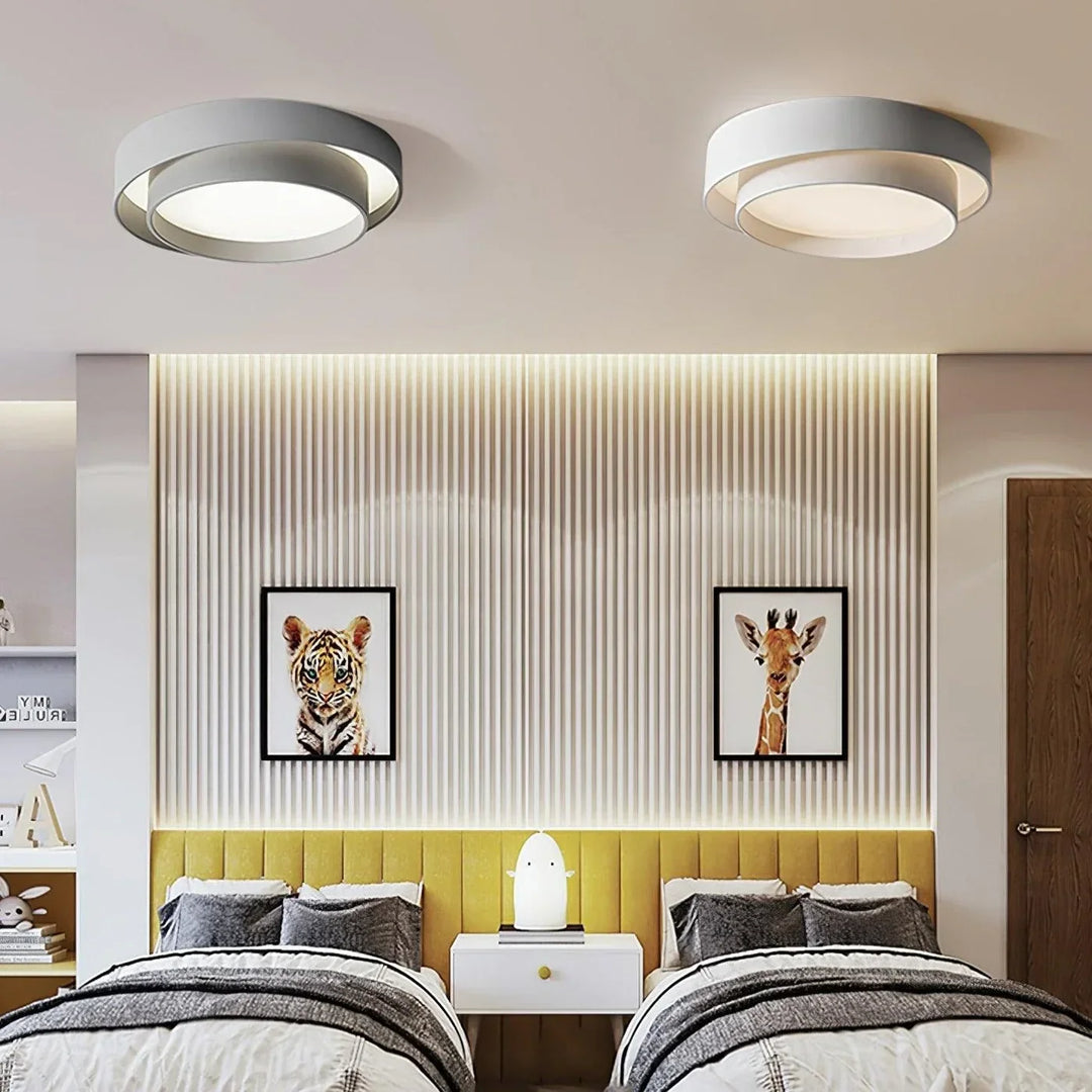 Slaapkamer LED plafondlamp, dimbaar en stijlvol, voor ontspannen verlichting.