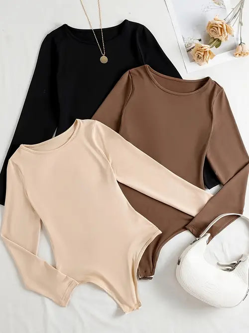 Stijlvolle damesbodysuit met lange mouwen, een onmisbaar comfortabel basisstuk voor elke garderobe.