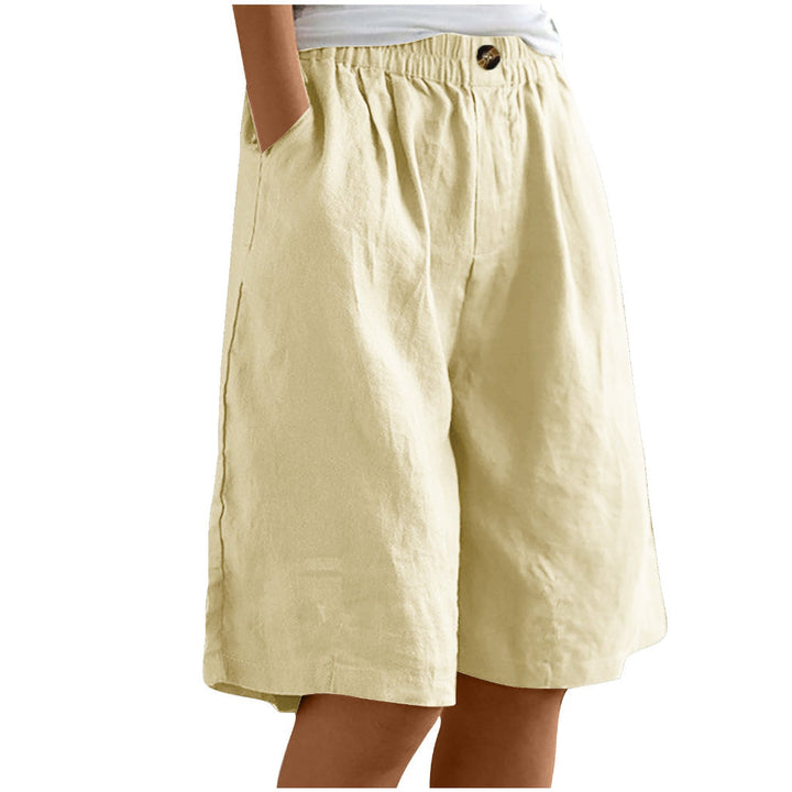 Casual chic dames short met hoge taille, losse pasvorm, van ademend katoen linnen. Perfecte zomerkleding.