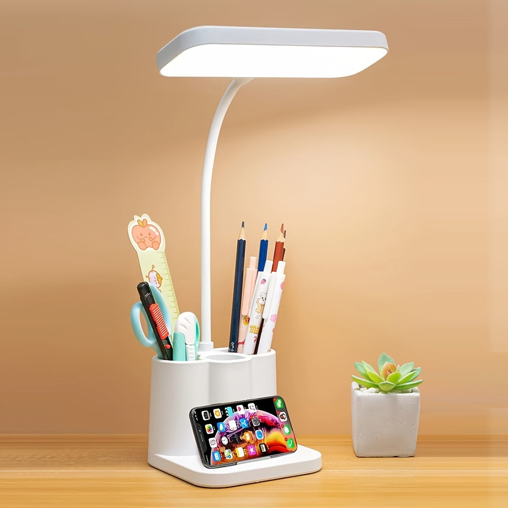 Slimme oplaadbare LED bureaulamp, verstelbaar voor lezen en werken, modern design.