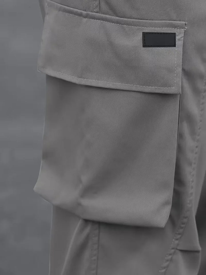 Comfortabele koffie cargo broek voor heren, rechte pijp, veelzijdig en praktisch.