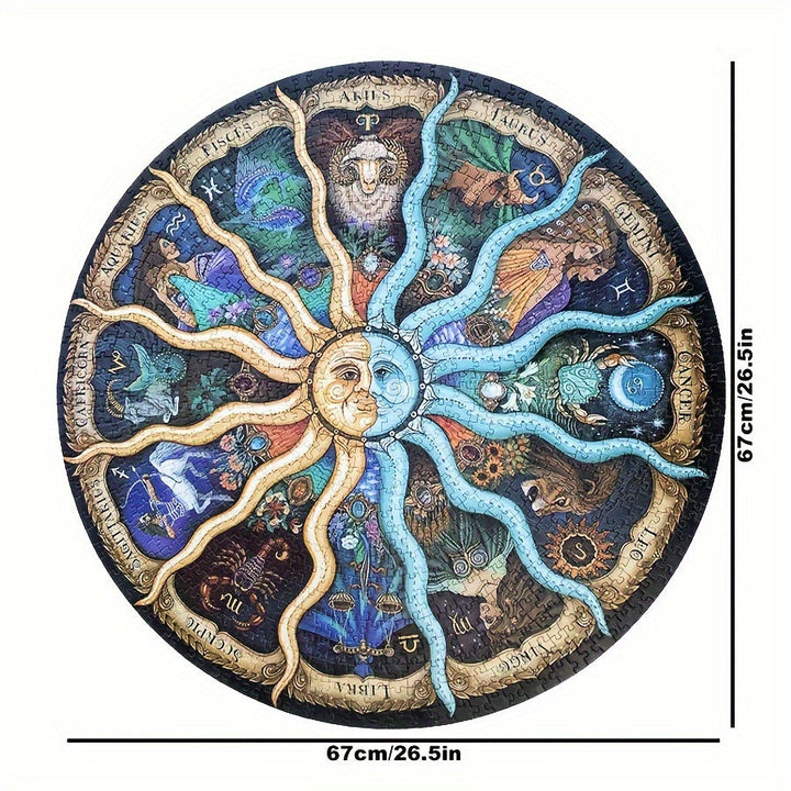 Gedetailleerde 1000-delige ronde astrologie puzzel. Een uitdagende hobby en uniek cadeau voor volwassen puzzelaars.