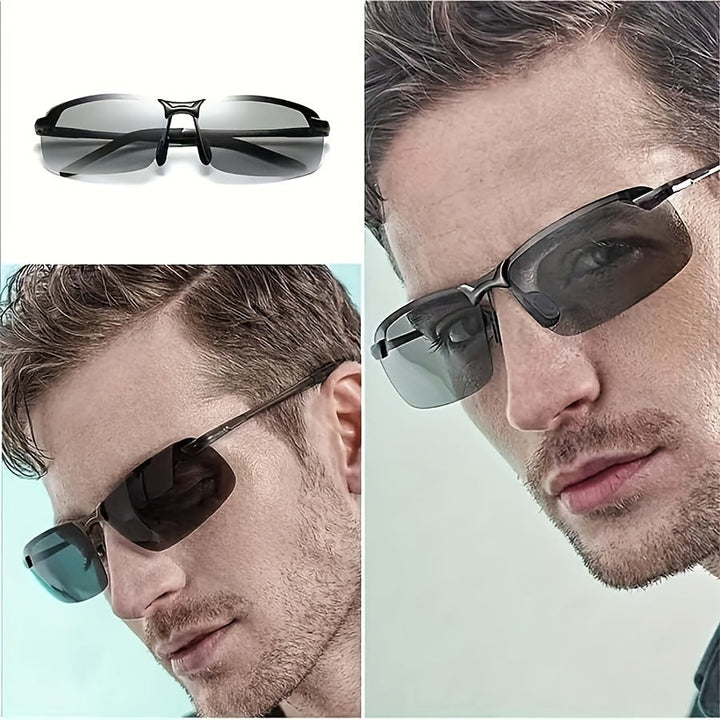 Stijlvolle unisex lichtadaptieve zonnebril met gepolariseerde glazen; perfect accessoire voor elke outfit en activiteit.