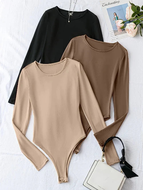 Comfortabele damesbodysuit met lange mouwen en crewneck, perfect voor een stijlvolle casual look.