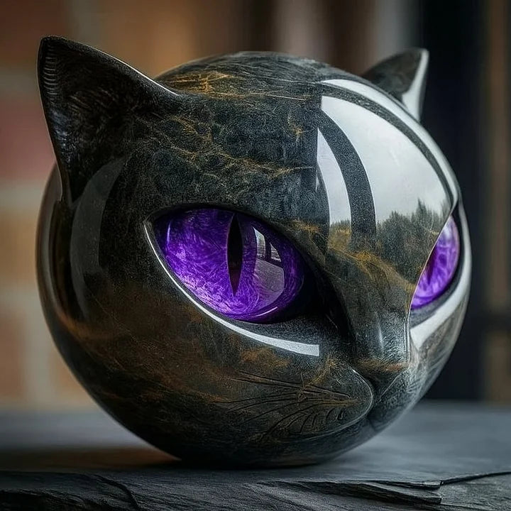 Decoratieve NoirCat kattenkop, glanzend zwart dierenbeeld voor moderne woonkamer decoratie.