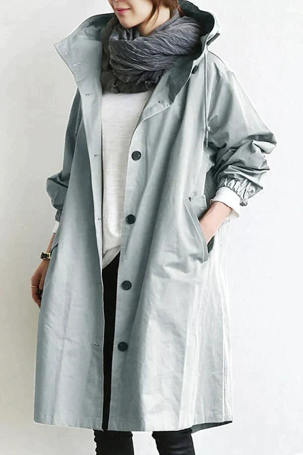 Stijlvolle waterafstotende oversized trenchcoat, dunne damesjas met lange mouwen, modieus.