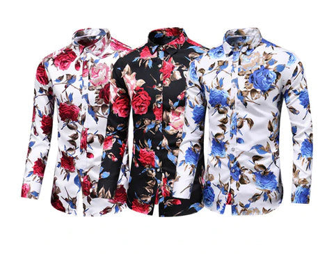 Stijlvol heren bloemenprint overhemd, perfect voor casual of semi-formele gelegenheden.