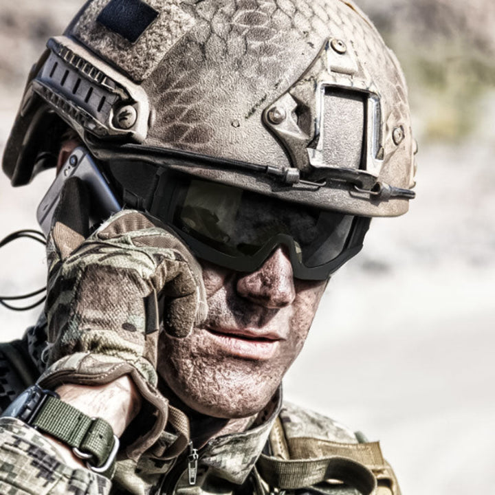 Unisex motorbril, army groen, met UV-bescherming en anti-condens, ontworpen voor over brillen.