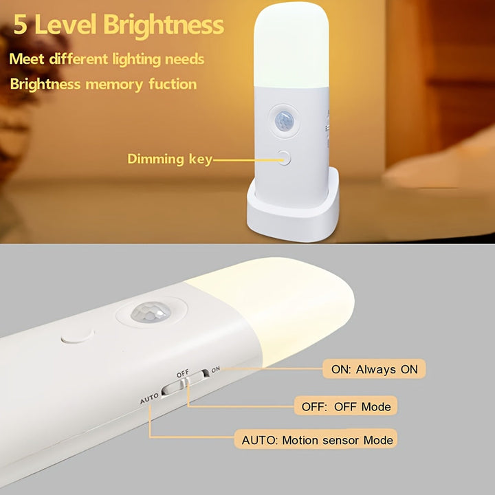 USB oplaadbare LED nachtlamp, dimbaar voor sfeervolle slaapkamerverlichting. Met bewegingssensor.
