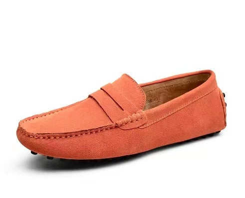 Elegante donkerblauwe suède heren loafers, Italiaanse instappers voor stijlvolle casual outfits.
