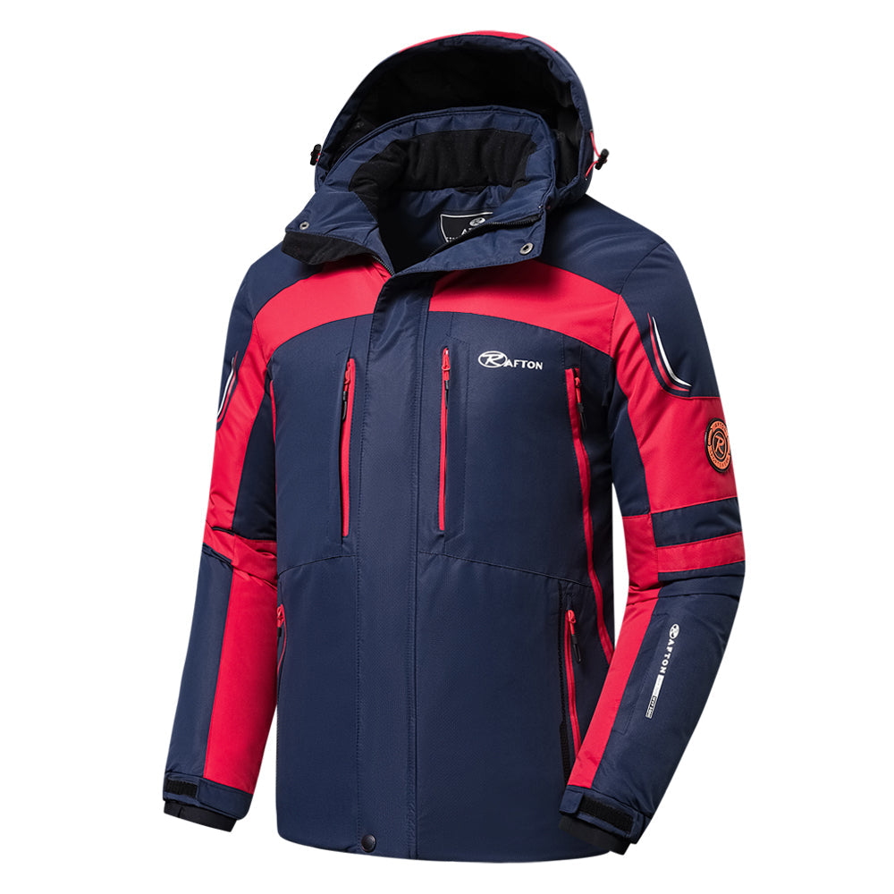 Functionele heren skiwinterjas met capuchon, modern design, comfortabel en warm voor skiën en winterse buitensport.