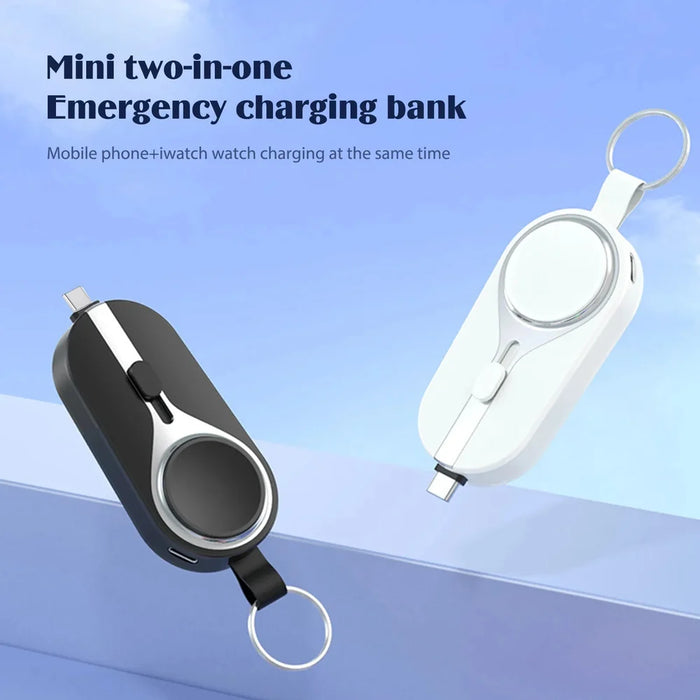 Compacte iPhone lader sleutelhanger, universele powerbank voor snelle energieboost voor al je smartphones.