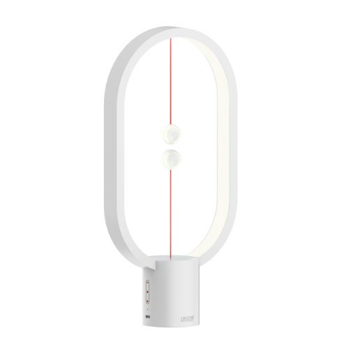 Sfeervolle LumiGlow LED tafellamp in slaapkamer; draadloos, magnetisch en modern design.