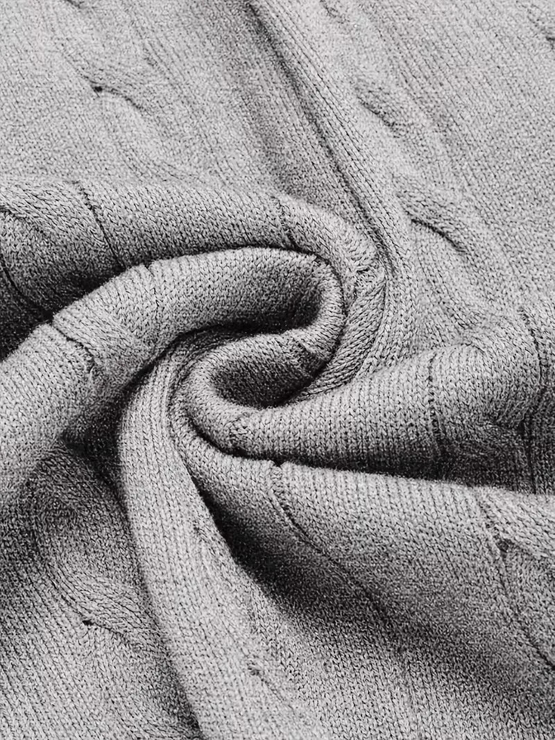 Comfortabel heren gebreid vest mouwloos, V-hals en opvallend kabelpatroon, voor ontspanning.