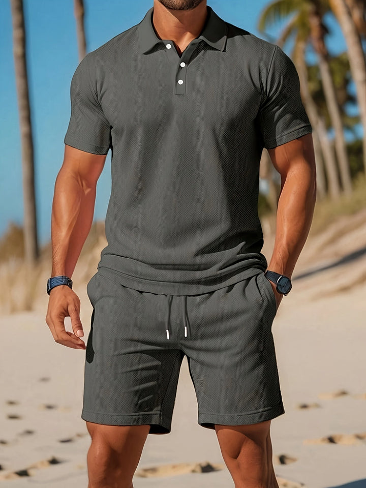 Luxe heren zomer set, complete outfit met comfortabele kleding voor een stijlvolle en elegante look.