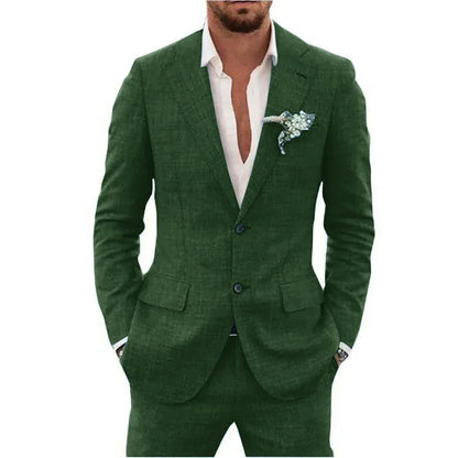 "Ademend linnen herenpak slim fit, tweedelig met blazer en broek, in diverse kleuren voor formele en smart-casual gelegenhede