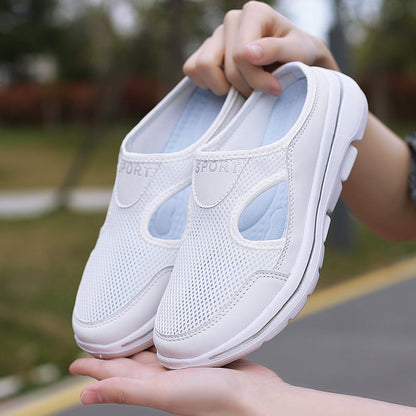 Ademende, lichtgewicht pantoffels voor binnen en buiten met stretchgeweven bovenwerk en zachte kurk binnenzool voor dames.