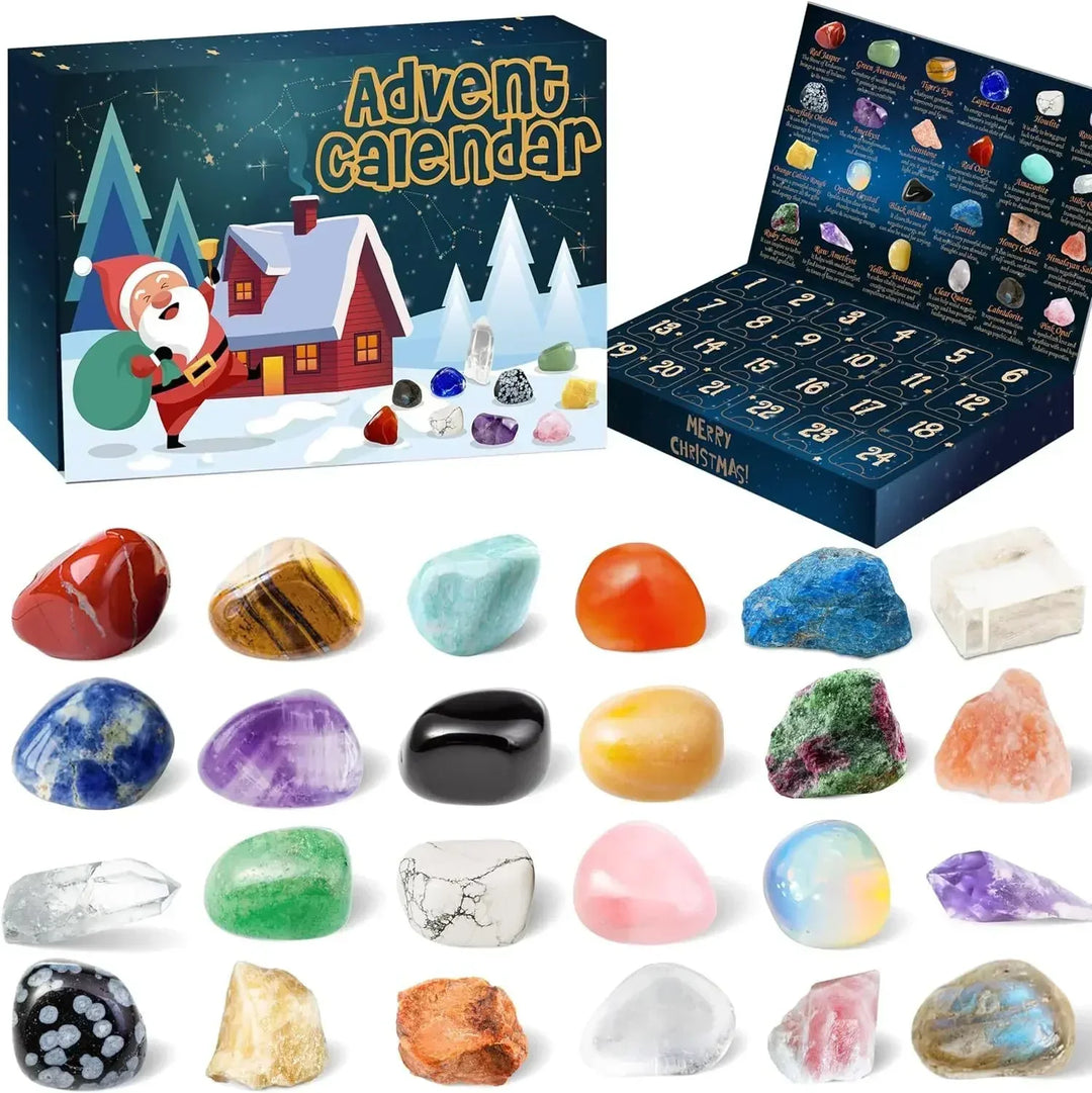 Kinder edelsteen adventskalender met 24 dagelijkse kristal verrassingen, perfect kerstcadeau voor kinderen.