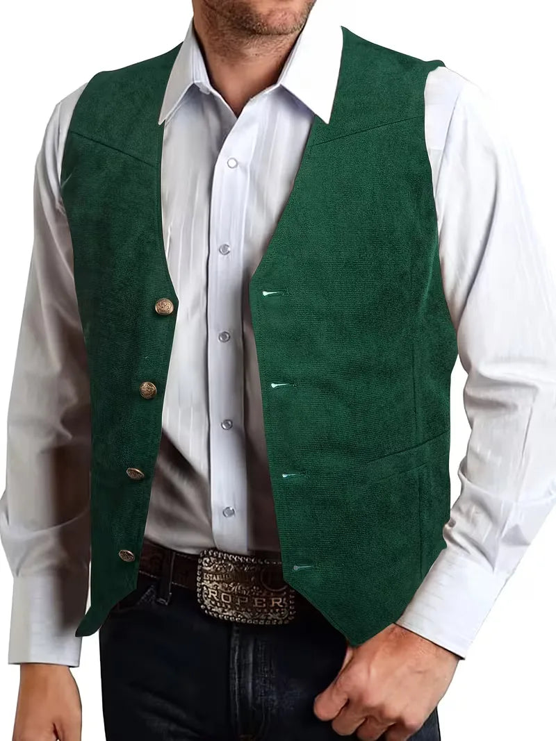 Heren gilet met knopen, V-hals, voor een scherpe en elegante uitstraling.