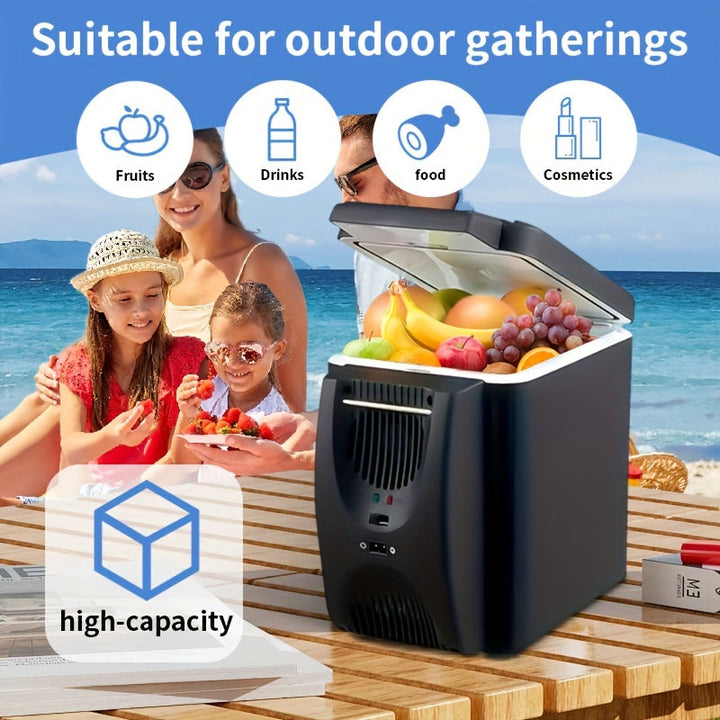 Mini koelbox 6L voor de auto, 12V aansluiting. Perfect voor kamperen, reizen en picknicks.