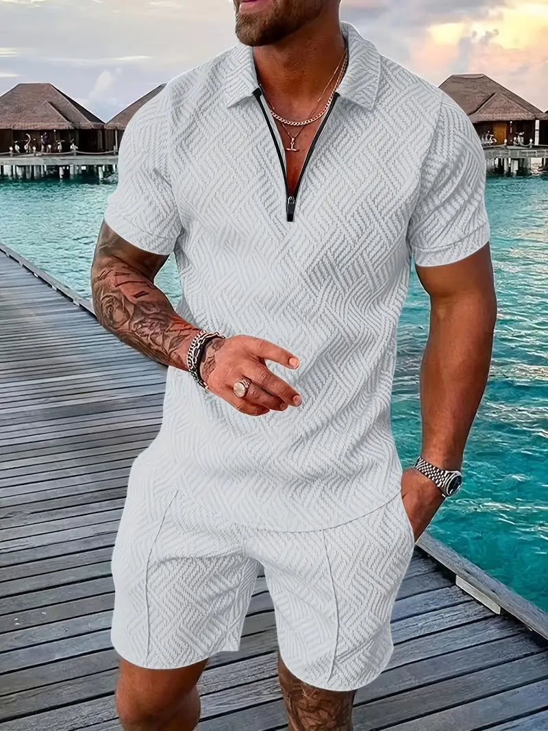 Comfortabele pasvorm van de veelzijdige herenset Lucas, perfect voor een stijlvolle en ontspannen look. Zomerkleding.