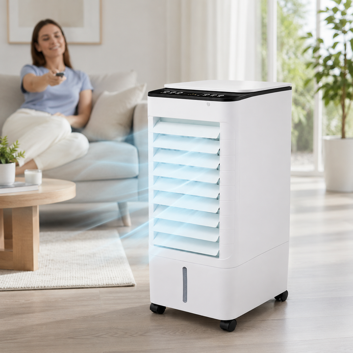 Mobiele airco WC2026 met afstandsbediening en timerfunctie voor optimale klimaatbeheersing in huis of kantoor.