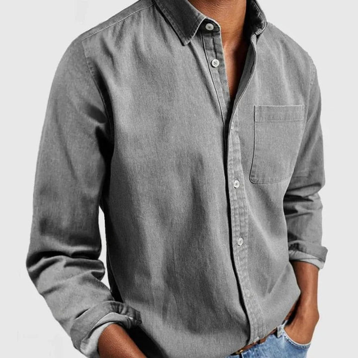Liam heren casual overhemd met lange mouwen. Stoere, stijlvolle herenmode voor dagelijkse, veelzijdige kleding.