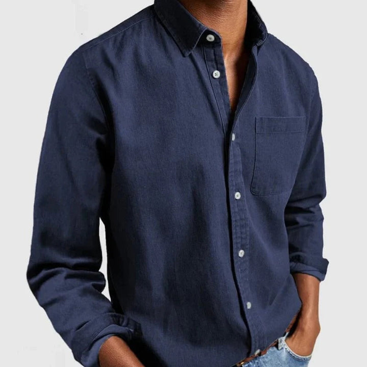 Liam heren casual overhemd met lange mouwen. Stoere, moderne stijl, comfortabel en veelzijdig voor dagelijkse herenkleding.