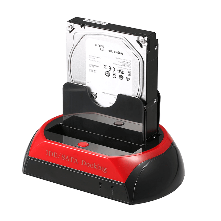 Bovenkant DataLift docking station met sleuven voor 2.5" en 3.5" SATA HDD/SSD schijven.