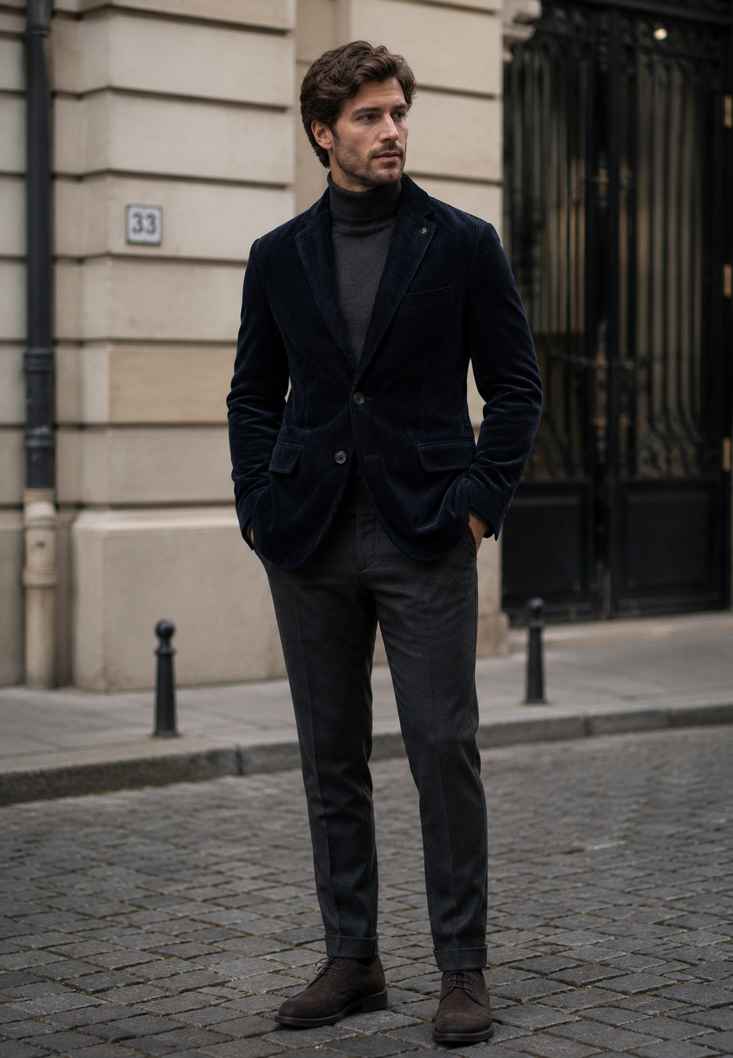 Marineblauwe heren blazer met knoopsluiting, stijlvol en veelzijdig voor formele of casual chic gelegenheden. Perfect colbert.