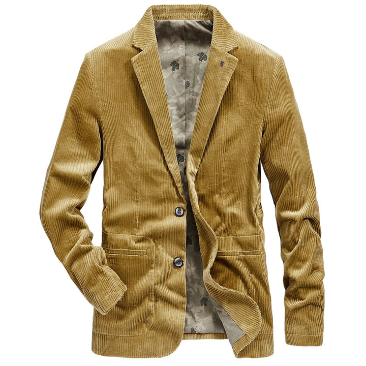 Comfortabel khaki heren colbert met knoopsluiting, ideaal voor een relaxte maar stijlvolle uitstraling. Veelzijdige herenkleding.