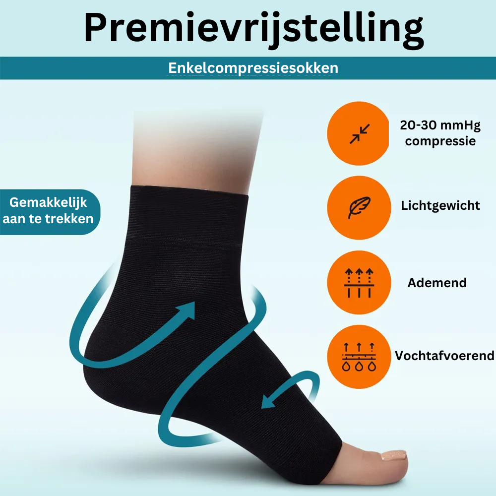 Enkelsokken met compressie, ideaal voor gerichte pijnverlichting en ondersteuning van de voet en enkel.