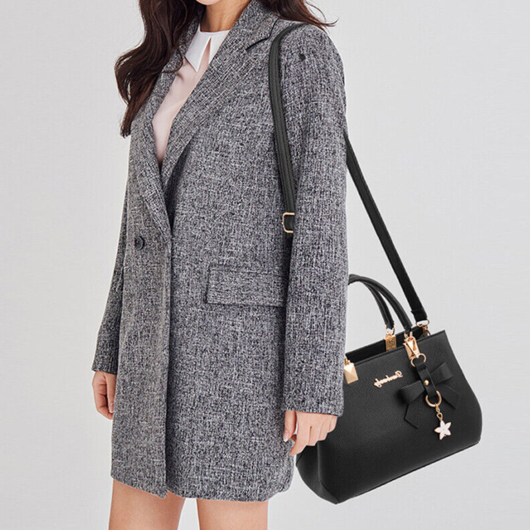 Elegante zwarte dames crossbody tas met strik, perfect voor dagelijks gebruik of avondje uit, veelzijdig.