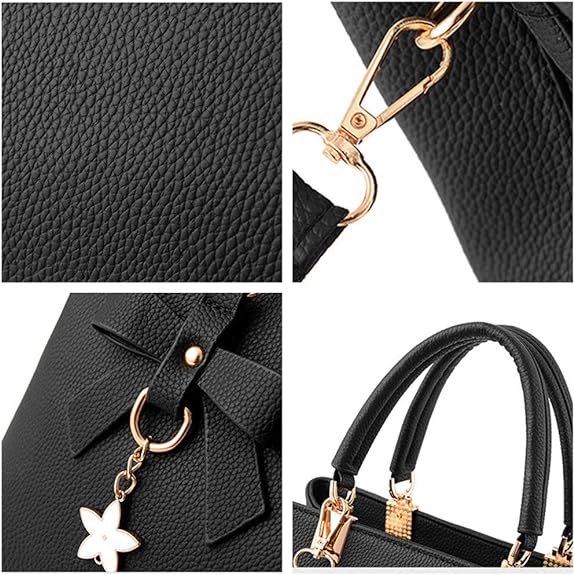 Blauwe kunstleren dames handtas, elegant crossbody model met subtiele strik, voor een complete outfit.