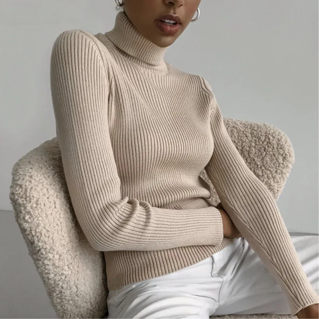 Veelzijdige dames coltrui van kasjmierlook, effen, geschikt voor zakelijk en casual.