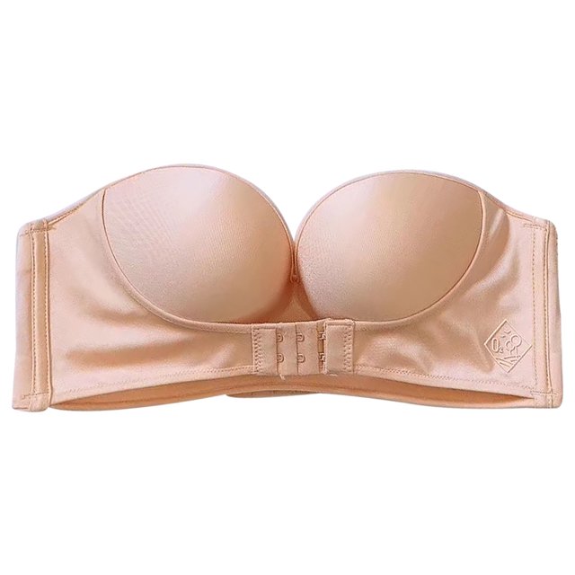 Dames lingerie: naadloze strapless push-up bh met voorsluiting, optimale ondersteuning.