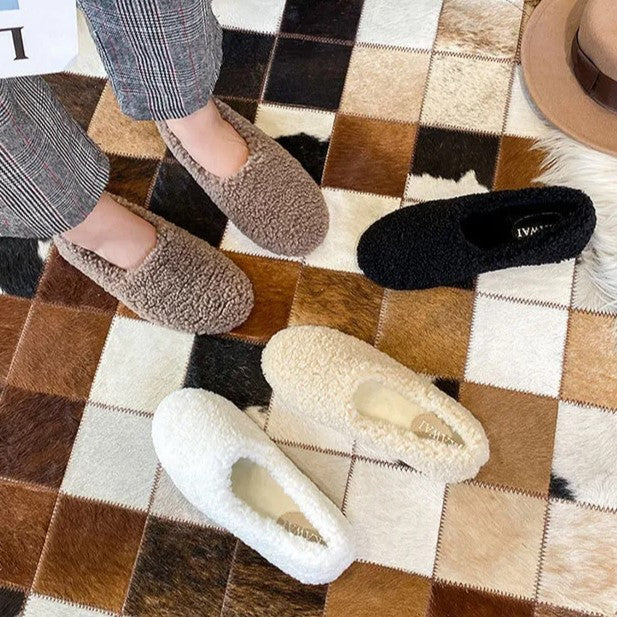 Dames ballerina's met bontvoering, perfect voor winterse gezelligheid en comfort.