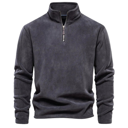"Aqua fleece trui dames zijkant, ultrazacht met opstaande kraag voor winterwarmte, perfect voor koude dagen."
