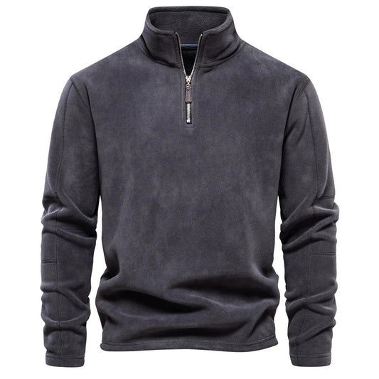 "Aqua fleece trui dames zijkant, ultrazacht met opstaande kraag voor winterwarmte, perfect voor koude dagen."