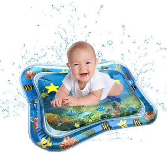 "AquaFun Speelmat met kleurrijke zeediertjes, opblaasbaar en veilig PVC, stimuleert motorische vaardigheden en spierontwikkel