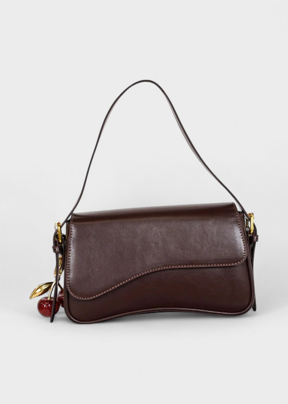 Veelzijdige dames schoudertas van synthetisch leer, elegant minimalistisch design, ook als handtas.