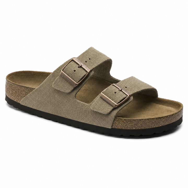 Taupe Arizona dames sandalen met zacht voetbed voor ultiem comfort en dagelijks gebruik.