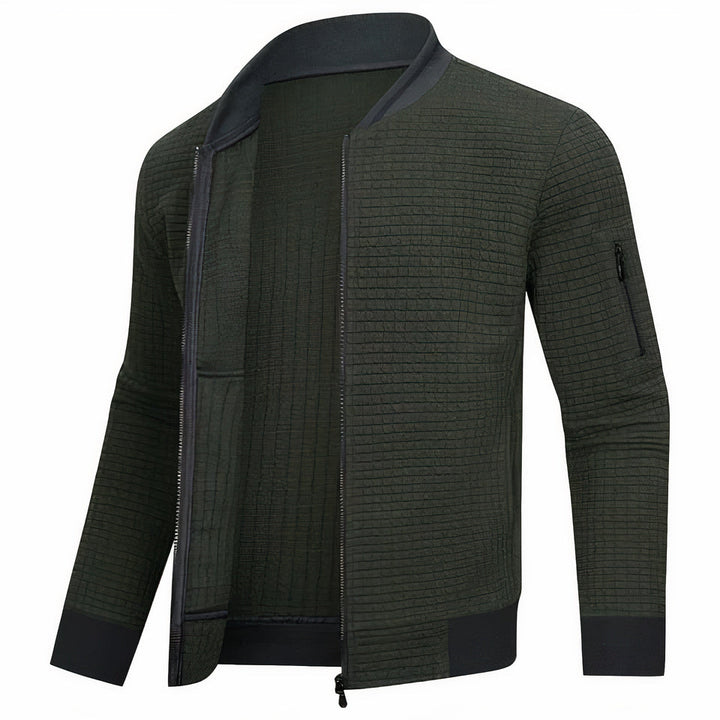 Stijlvolle moderne heren zomerjas in zwart, comfortabel voor diverse gelegenheden. Casual bovenkleding herenmode.