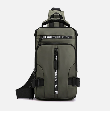 Heren crossbody schoudertas van waterbestendig nylon, met USB poort, perfect voor dagelijks gebruik en reizen.