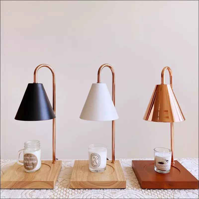 Sfeervolle kaarsverwarmer lamp Sophia, modern design, vlamloos en veilig voor aromatherapie.