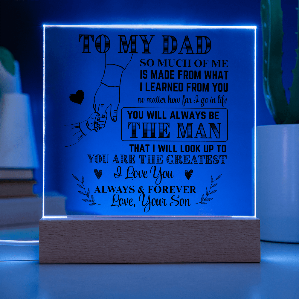Lichtgevende acrylplaat, perfect LED cadeau voor papa. Voegt sfeervolle verlichting toe aan elke kamer.