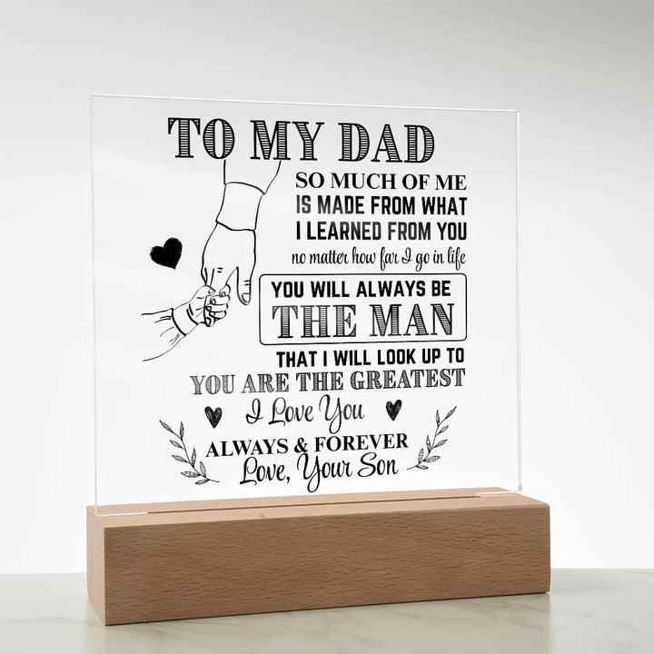 Decoratieve LED acryl plaat, speciaal voor papa. Uniek cadeau dat warmte en trots uitstraalt.